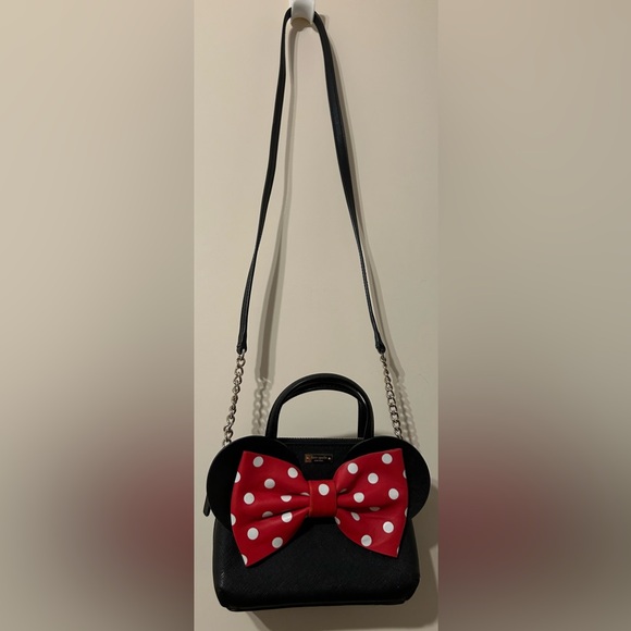 Kate Spade Black Leather Minnie Mouse Mini Maise Crossbody Bag - Picture 2 of 6